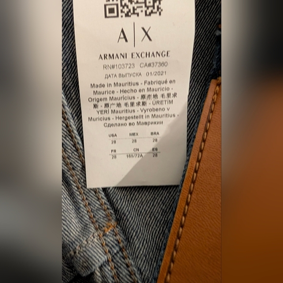 Armani Exchange Blue Straight Jeans Classic Style - Picture 3 of 5